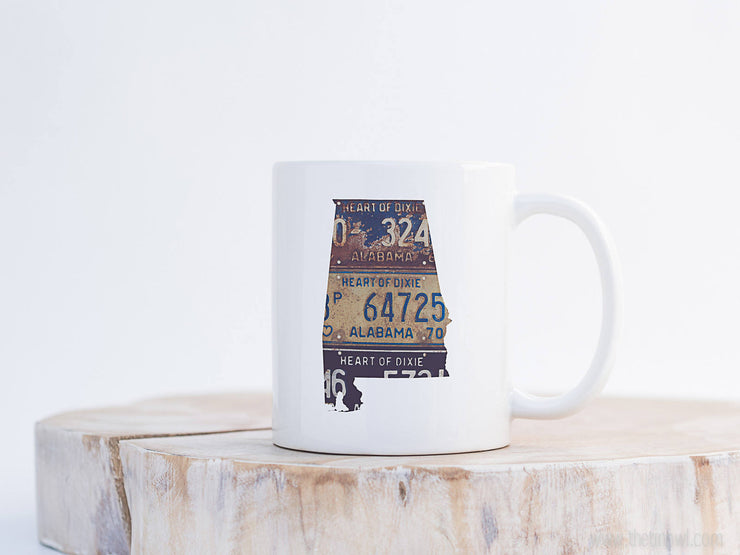 Alabama Vintage License Plate Mug | Coffee Mug 11 oz