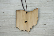 Ohio Outline Ornament | Rustic Wood | Heart Home | Ohio Love | Etched | Laser Cut