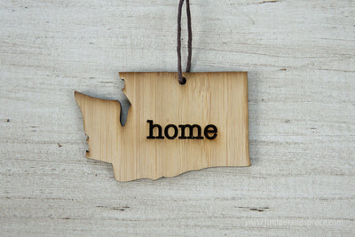 Washington Outline Ornament | Rustic Wood | Heart Home | Washington Love | Etched | Laser Cut