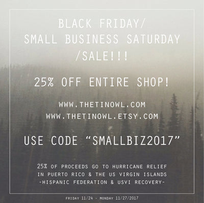 Black Friday/Small Business Saturday Sale