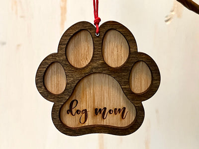 Paw Print Wooden Ornament (Multiple Styles)