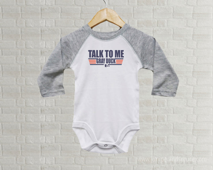 Baby Romper - Talk to me Gray Duck