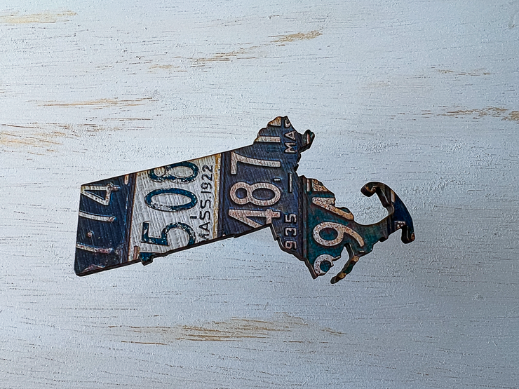 Massachusetts Vintage License Plate Ornament Magnet
