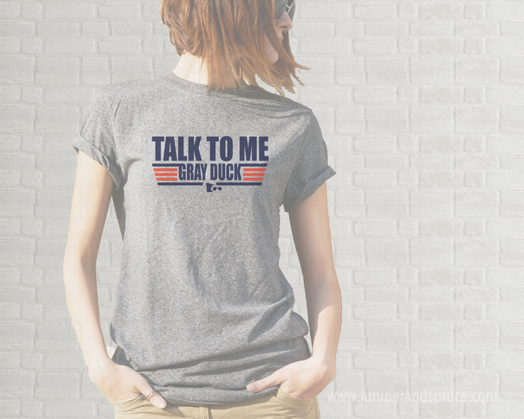 Adult T-Shirt - Talk To Me Gray Duck