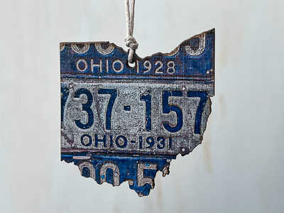 Ohio Vintage License Plate Ornament Magnet