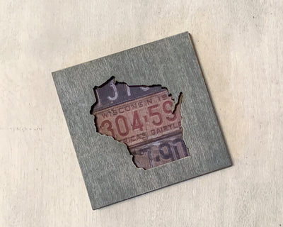 Wisconsin Vintage License Plate Art Magnet