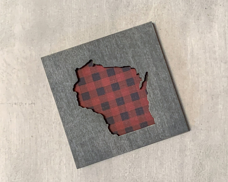 Wisconsin Buffalo Plaid Art Magnet