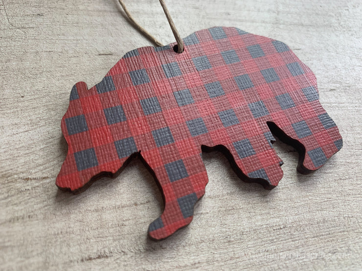 Bear Buffalo Plaid Ornament