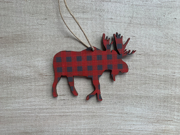 Moose Buffalo Plaid Ornament