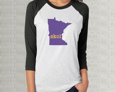 Skol Vikings Minnesota Raglan T-Shirt | Adult Unisex Tee Shirt