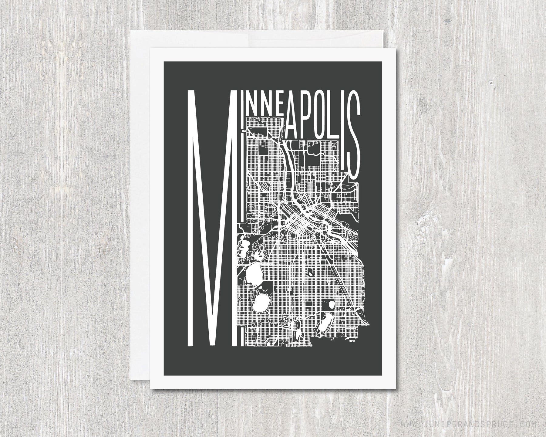 Greeting Card Minneapolis Map Juniper & Spruce