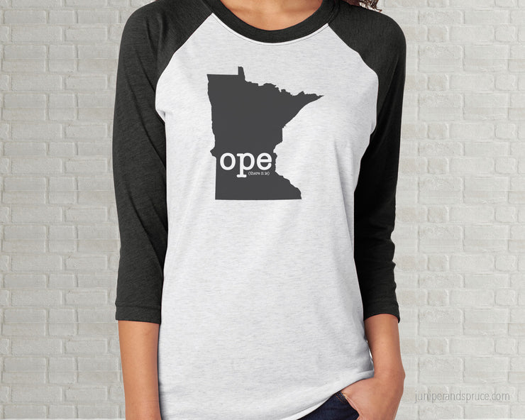 Ope (there it is) Minnesota Raglan T-Shirt | Adult Unisex Tee Shirt