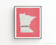 Minnesota Skolfda Print - Minimalist State Outline Art