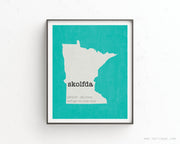 Minnesota Skolfda Print - Minimalist State Outline Art