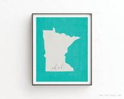 Minnesota Skol Print - Minimalist State Outline Art