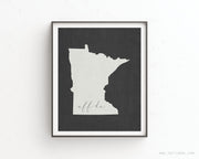 Minnesota Uff Da Print - Minimalist State Outline Art