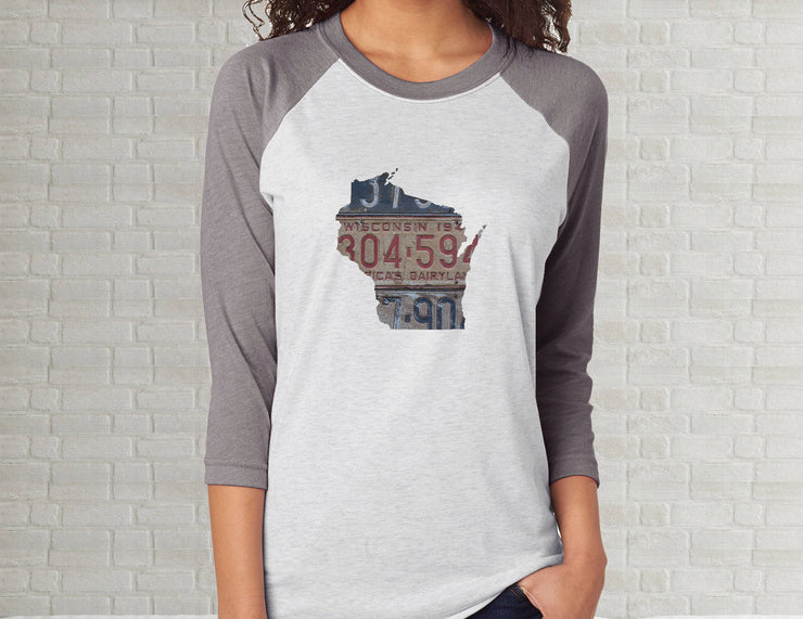 Wisconsin Raglan T-Shirt | Adult Unisex Tee Shirt