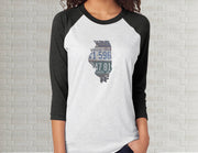 Illinois Raglan T-Shirt | Adult Unisex Tee Shirt