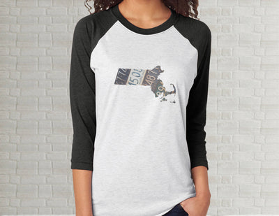 Massachusetts Raglan T-Shirt | Adult Unisex Tee Shirt