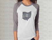 Ohio Raglan T-Shirt | Adult Unisex Tee Shirt