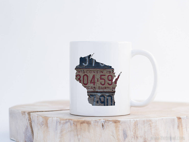 Wisconsin Vintage License Plate Mug | Coffee Mug 11 oz