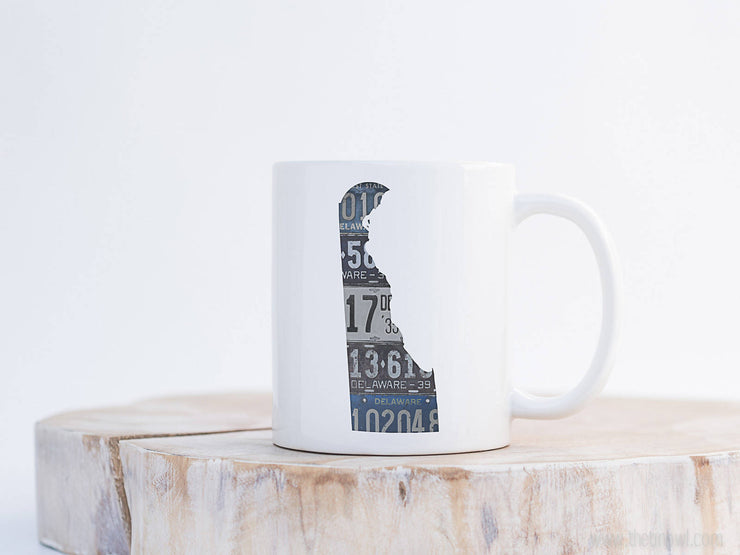 Delaware Vintage License Plate Mug | Coffee Mug 11 oz