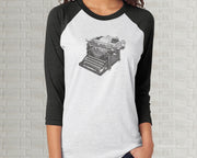 Adult Raglan T-Shirt - Vintage Typewriter