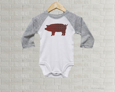 Baby Romper - Buffalo Plaid Pig