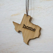 Texas Outline Ornament | Rustic Wood | Heart Home | Texas Love | Etched | Laser Cut