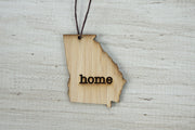 Georgia Outline Ornament | Rustic Wood | Heart Home | Georgia Love | Etched | Laser Cut