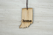 Indiana Outline Ornament | Rustic Wood | Heart Home | Indiana Love | Etched | Laser Cut