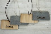 Kansas Outline Ornament | Rustic Wood | Heart Home | Kansas Love | Etched | Laser Cut