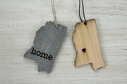 Mississippi Outline Ornament | Rustic Wood | Heart Home | Mississippi Love | Etched | Laser Cut