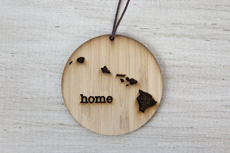 Hawaii Ornament | Rustic Wood | Home | Hawaii Home | Etched | Laser Cut