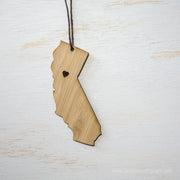 California Outline Ornament | Rustic Wood | Heart Home | California Love | Etched | Laser Cut