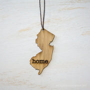 New Jersey Outline Ornament | Rustic Wood | Heart Home | New Jersey Love | Etched | Laser Cut