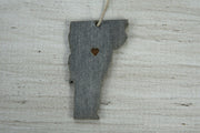 Vermont Outline Ornament | Rustic Wood | Heart Home | Vermont Love | Etched | Laser Cut