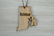 Rhode Island Outline Ornament | Rustic Wood | Heart Home | Rhode Island Love | Etched | Laser Cut