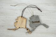 Alaska Outline Ornament | Rustic Wood | Heart Home | Alaska Love | Etched | Laser Cut