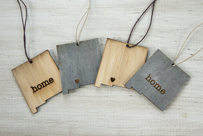 New Mexico Outline Ornament | Rustic Wood | Heart Home | New Mexico Love | Etched | Laser Cut