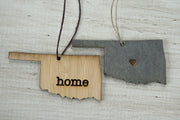 Oklahoma Outline Ornament | Rustic Wood | Heart Home | Oklahoma Love | Etched | Laser Cut