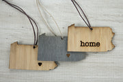 Pennsylvania Outline Ornament | Rustic Wood | Heart Home | Pennsylvania Love | Etched | Laser Cut