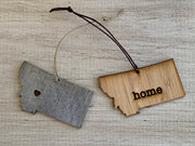 Montana Outline Ornament | Rustic Wood | Heart Home | Etched | Laser Cut