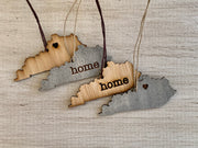 Kentucky Outline Ornament | Rustic Wood | Heart Home | Etched | Laser Cut