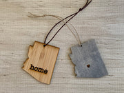 Arizona Outline Ornament | Rustic Wood | Heart Home | Etched | Laser Cut