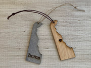 Delaware Outline Ornament | Rustic Wood | Heart Home | Etched | Laser Cut