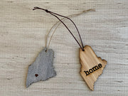 Maine Outline Ornament | Rustic Wood | Heart Home | Maine Love | Etched | Laser Cut