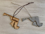 Maryland Outline Ornament | Rustic Wood | Heart Home | Etched | Laser Cut