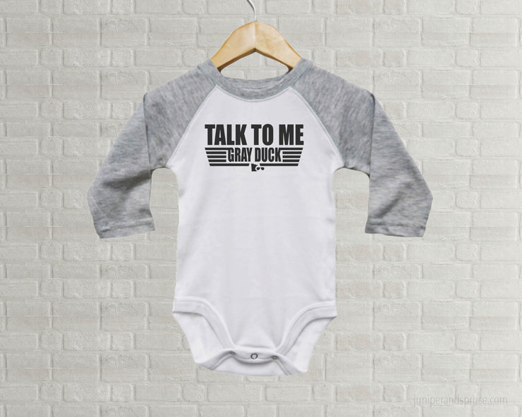 Baby Romper - Talk to me Gray Duck